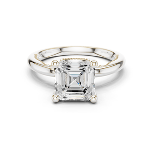 แหวนทองคำขาว 14K คุณภาพสูง ประดับเพชรทรง Asscher แบบสี่ขา ฝังเพชรเพาะเลี้ยงในห้องปฏิบัติการ ได้รับการรับรองจาก GRA แหวนคลาสสิกสำหรับสาวๆ - Product Image 1