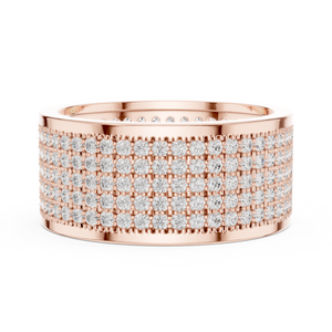 Rose Gold Lab Grown <b>Diamond</b> Wide Pavé Band <b>Ring</b> for Women Luxury Wedding Anniversary Fine Jewelry - Product Image 2