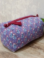 Tas kosmetik quilt Motif tangan asli 2 buah, Set 100% katun dengan lapisan plastik dalam dan kantong dalam