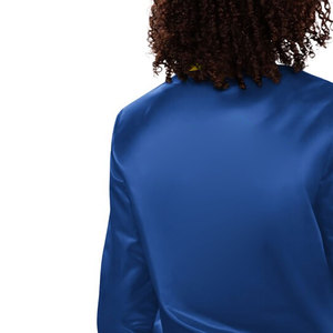 Winter Raw Breathable Eco-Friendly Women Varsity Jacket Satin Sleeve <b>Patchwork</b> <b>Top</b> High Quality - Product Image 4