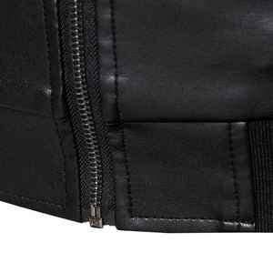 Chaqueta de cuero para hombre, nueva tendencia de moda, primavera y otoño, cuello alto, cómoda, ajustada, elegante, juvenil. - Product Image 4