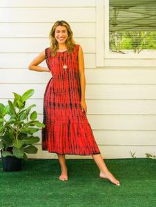 ¡Vestido Maxi personalizado Tie Dye con patrón sólido Estilo lindo Cintura tejida Mangas largas dulces Exportadores de vacaciones de alta calidad! - Product Image 3