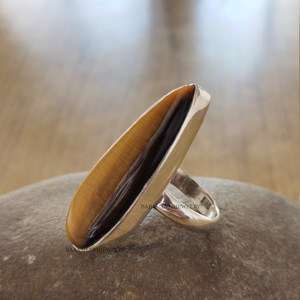 แหวนหินตาเสือธรรมชาติ ทำมือ เงินแท้ 925 แหวนพลอยสำหรับเธอ - Product Image 4