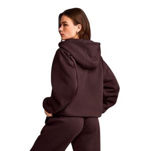 Sudadera con capucha informal para mujer con cremallera, forro polar oversize, chaqueta con capucha de manga larga, ajuste holgado, tops cálidos para ropa urbana - Product Image 2