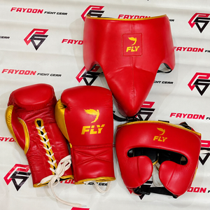 <b>Customized</b> Design Fly Golden/Burgundy <b>Boxing</b> Sparring Set For Training Professional <b>Boxing</b> Gloves <b>Headgear</b> Groin Guard For Sale - Product Image 4