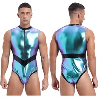 Body métallisé brillant pour hommes Justaucorps pour discothèque Jeu de rôle Cosplay Stage Performance Pole Dancing Dance Party