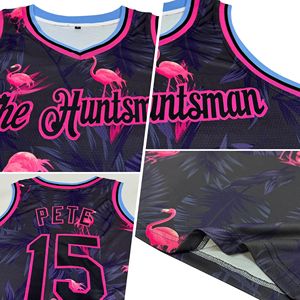Dernier design : Débardeur de basketball pour femme à imprimé flamant rose tropical, personnalisable avec nom et numéro, gilet athlétique - Product Image 4