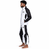Ensemble de survêtement streetwear imperméable blanc et noir pour homme, veste zippée intégrale et pantalon, respirant, en polyester, style sportif, logo personnalisé