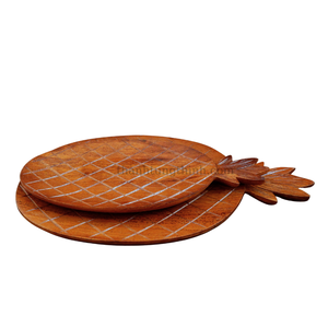 Plateau en bois naturel en forme d'ananas, écologique, antibactérien, sûr pour les aliments, décoration pour la cuisine et le salon, fabriqué au Vietnam - Product Image 3