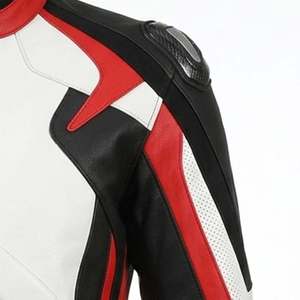Chaqueta de Motociclista de Cuero para Hombre, Manga Larga, con Bloques de Color, Resistente al Viento, para Todas las Estaciones, Estilo Adulto - Product Image 6