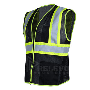 Gilet de sécurité réfléchissant haute visibilité personnalisé RELEVO INDUSTRIES, 120 GSM, en maille polyester légère, style vêtement de travail, pour la vente en gros - Product Image 2