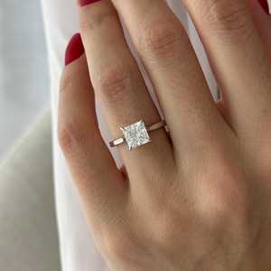 2 Carat D VVS2 Princess Cut Lab Grown <b>Diamond</b> Solitaire <b>Ring</b> , Tapered Cathedral Engagement <b>Ring</b> , IGI Certified - Product Image 6
