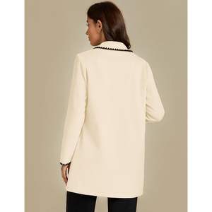 2025 femmes à la mode brodé long caban vestes contraste garniture Nylon revers bouton hiver manteau automne respirant teint - Product Image 3