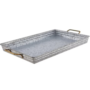 <b>Square</b> Galvanized Metal Tray with Built in Side Handles Decorative Farmhouse Serving Tray for Home Decor And Wedding - Product Image 3