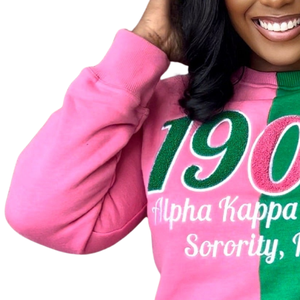 Sweat-shirt décontracté d'hiver en polaire demi-épaisseur pour femme, respirant et écologique, avec broderie de lettres grecques, col rond de qualité supérieure - Product Image 5