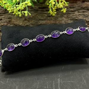 Amethyst Sterling <b>Silver</b> Charm Bracelet Handmade Multi Zircon Stone Luxury Jewelry Stylish Basic Gift for <b>Women</b> M195 - Product Image 4