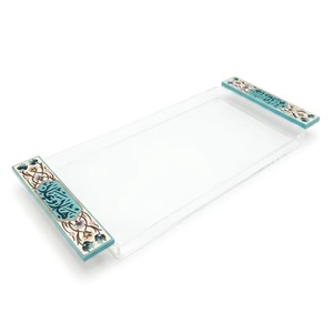 Plateau de service en bois d'acacia avec incrustation de nacre, style arabe, cadeau pour le Ramadan et l'Aïd, récipient en acrylique, taille personnalisable - Product Image 3