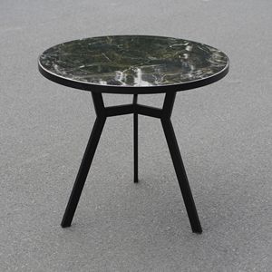 MG01 Artisan Series | Round Faux-Marble & Iron Accent <b>Table</b> for Modern Spaces - Product Image 3