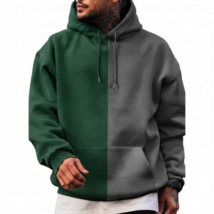 Sudadera con Capucha para Hombre, Verde Grisáceo, Dos Tonos, Estilo Vintage Digital, Antiarrugas, Felpa Suave, Corte Regular, Informal, para Invierno - Product Image 1