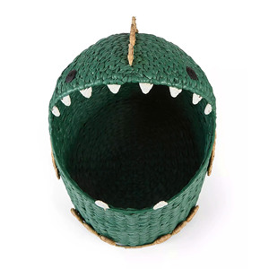 Handmade Dinosaur Water Hyacinth <b>Basket</b> Animal Toy Storage Bin Natural Laundry <b>Hamper</b> <b>For</b> Nursery Playroom Kids Room Home Decor - Product Image 3