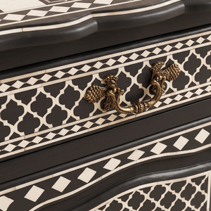 Mesa de Noche con Incrustaciones de Hueso Hecha a Mano, Mesa Artesanal, Artículo Decorativo para el Hogar, Muebles para Dormitorio - Product Image 5