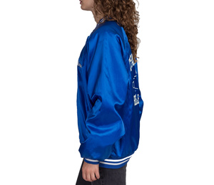 Veste Letterman de baseball universitaire personnalisée pour hommes bombardier en satin respirant avec poche décorative style cuir imprimé - Product Image 4