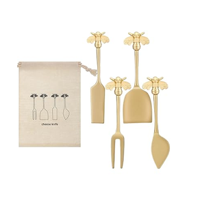 Brass Cheese Set With Honey Bee Handle Brass Cheese Set Kitchenware <b>Tabletop</b> Cheese Slicer Set Best Selling sale - Product Image 1