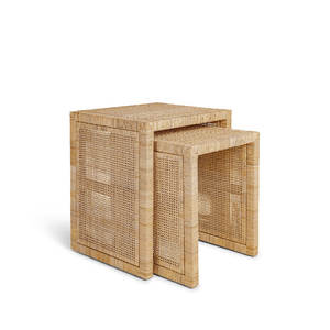 Mesas de centro anidadas de ratán natural Mesas de acento de mimbre bohemio apilables - Product Image 5