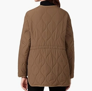 Chaqueta Acolchada Marrón para Mujer, Cuello Mao, Manga Larga, Relleno de Poliéster, para Otoño - Product Image 3