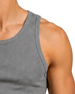 Camiseta sin mangas de algodón gris jaspeado para hombre, ajustada, sin mangas, para gimnasio, informal, de verano, atlética, para culturismo, personalizada por el fabricante - Product Image 4