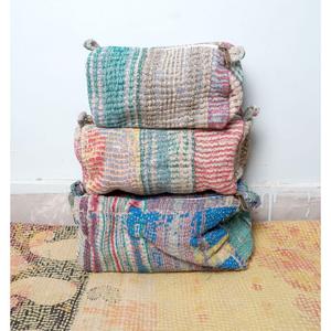 Indian kantha hand block print cotton cosmetic bag Makeup pouch set of three Accessory case Women's travel bag Handmade Kantha - Product Image 6