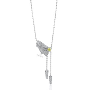 Collier pendentif papillon en diamant jaune de laboratoire taille princesse, chaîne réglable en or blanc, bijoux fins, cadeau de luxe - Product Image 6