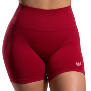 Shorts de sport sans couture taille haute pour femme, rouge, à compression, pour la gym, le fitness et l'entraînement, extensibles, bas de tenue de sport - Product Image 4