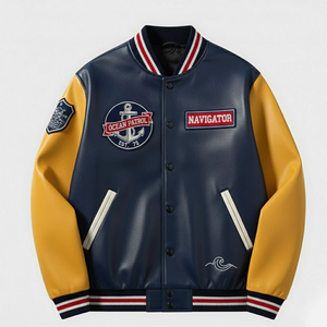 Chaquetas Varsity para Hombre de Diseño Personalizado de Alta Calidad, Ropa de Invierno de Color Sólido, Chaqueta Varsity de Cuero Transpirable de Secado Rápido - Product Image 1