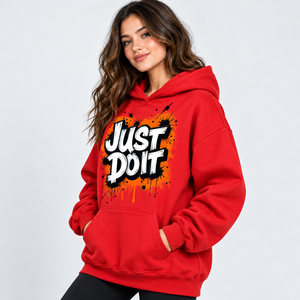 Women Oversized Red <b>Graffiti</b> Print Hoodie Pullover Streetwear Casual Fleece Sweatshirt Custom Logo Fashion Hoodie for Women Wear - Product Image 4