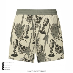 Mawra Men's Quick Dry Printed Beach Shorts With Skull And Guitar Pattern Regular Fit Polyester Swim Trunks For Summer <b>Outdoor</b> - Product Image 4