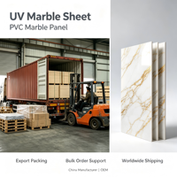 Fabricant de feuilles de marbre UV, fournisseur OEM de panneaux de marbre PVC imperméables en Chine pour les projets de revêtement mural intérieur d'hôtels et de villas