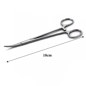 Pinzas Hemostáticas de Acero Inoxidable Alemán, Curvas, Largas, Instrumento Quirúrgico Veterinario, 18 cm, Pinzas Médicas - Product Image 4