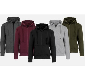 Sweat-shirt à capuche zippé pour homme, vert olive, coupe classique, couleur unie, décontracté, en molleton tricoté, pour l'automne - Product Image 5