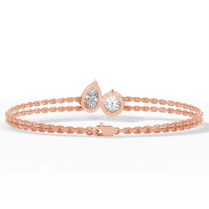 18K Gold Lab Grown Diamond Toi Et Moi <b>Bracelet</b> | Pear Cut Double Strand <b>Bracelet</b> | IGI Certified Luxury Jewelry Anniversary Gift - Product Image 6