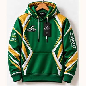 Sweat-shirt à capuche sportif personnalisé vert Kelly et blanc, cousu sur mesure, vente en gros directe de l'industrie Ziakot - Product Image 4