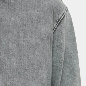 Men's Oversized Washed Hoodie Solid Gray Cotton French Terry Casual Hooded Sweatshirt Regular Fit Autumn Wear - Product Image 5