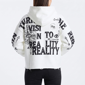 Manufacturer Distressed Embroidery Zipper Hoodie Winter Women Baggy <b>Drop</b> Shoulder Hoodies Women's 450gsm Fleece Hoodie Women - Product Image 3
