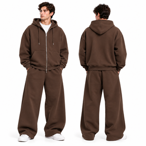 Conjunto Deportivo Unisex de Alta Calidad, Sudadera con Capucha y Pantalones de Chándal 100% Algodón, Sudadera con Cremallera Completa, Traje Deportivo de 2 Piezas - Product Image 6