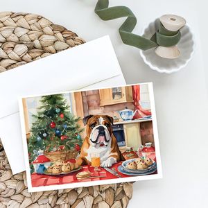 Whimsical A7 tamaño 5x7 tarjetas de notas en blanco paquete 8 galletas de Navidad Bulldog inglés tarjetas de felicitación con sobres para alegría navideña - Product Image 2