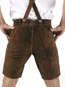 Lederhosen brodés de style ancien, grande taille, pour hommes |   Shorts en cuir bavarois d'inspiration antique |   Costume d'Oktoberfest fait main - Product Image 3
