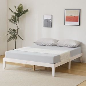 Struttura Letto Singolo Design Europeo Personalizzabile 189*136*30.5cm in Legno di Pino Verniciato Bianco Sbiancato per Camera da Letto - Product Image 2