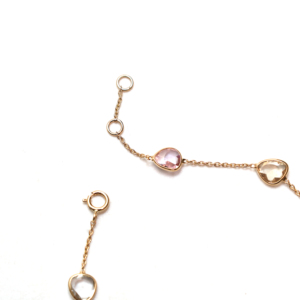 Bracelet rond en saphir multicolore naturel en or jaune massif 18 carats – Chaîne de pierres précieuses arc-en-ciel serties clos, luxe de septembre - Product Image 3