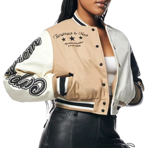 Regal Leather Women Custom Chenille Embroidery Winter Woolen Fabric Waterproof Breathable Cotton-<b>Padded</b> Letterman Varsity Jacket - Product Image 3