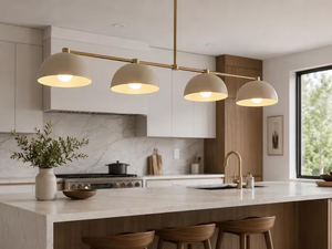 Lustre linéaire en laiton à 4 lumières, luminaire suspendu en forme de dôme, éclairage moderne pour îlot de cuisine - Product Image 3